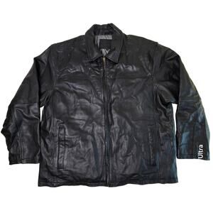 George Black Genuine Leather Jacket Insulated Quilted Lined Full Zipper Men's XL